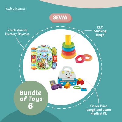 Sewa Bundle - of Toys 6 (Vtech Animal Nursery Rhymes + ELC Stacking Rings +  Fisher Price Laugh and Learn Medical Kit)