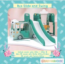 Gambar Happy play indonesia Bus slide and swing hijau