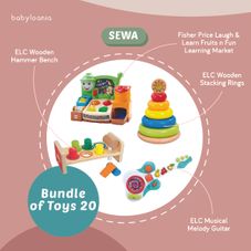 Gambar Bundle Of toys 20 : fisher price laugh & learn fruits n fun learning market, elc musical melody guitar, elc wooden stacking rings, & elc wooden hammer bench