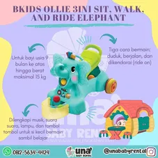 Gambar Bkids ollie 3in1 sit, walk, and ride elephant