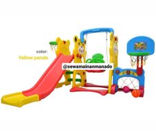 Gambar Labeille Panda 5 in 1 slide swing grow activity red yellow