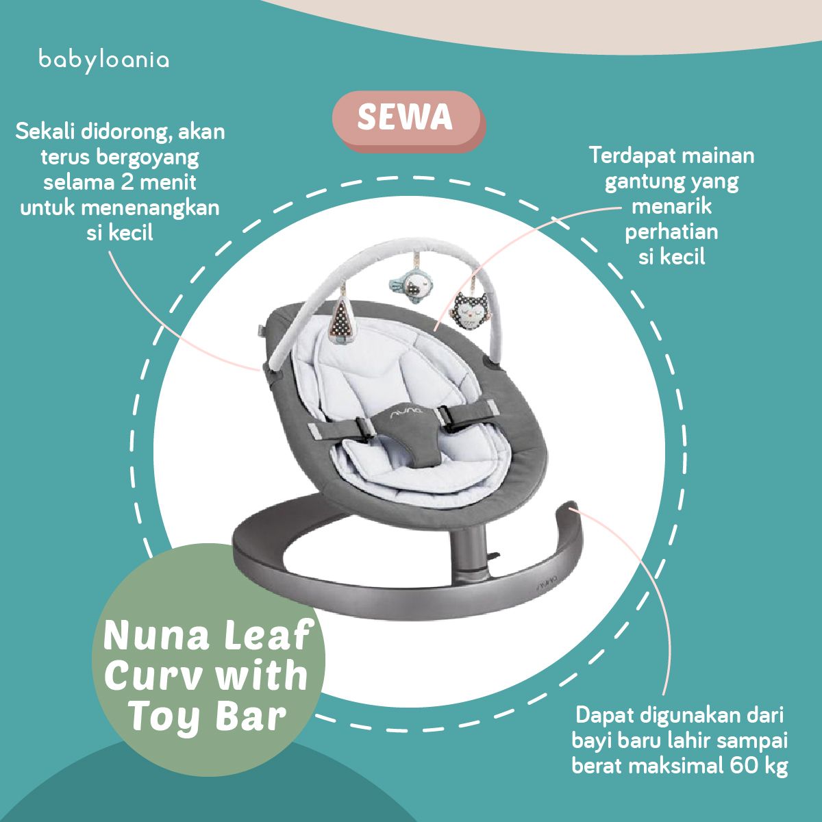 Sewa Nuna - Leaf Curv with Toy Bar  Babyloania - Sewa Perlengkapan &  Mainan Bayi dan Anak