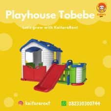 Gambar Tobebe Big tobebe playhouse with slide red 
