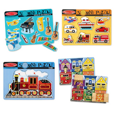 Gambar Melissa & doug 4-in-1 melissa & doug sound puzzles and latches board