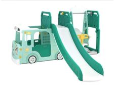 Gambar Happy play Bus 3 in 1 bus slide and swing green
